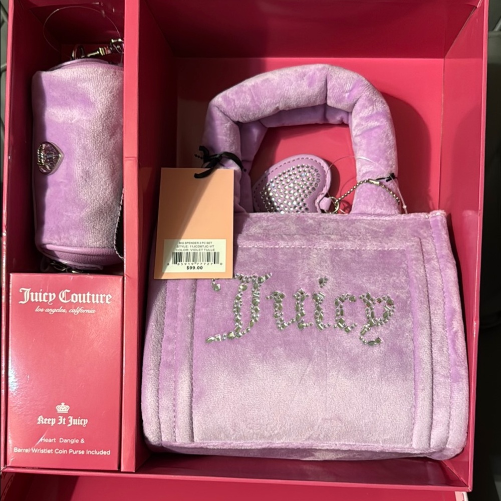Juicy Couture Purple Mini Bag with Rhinestone Logo